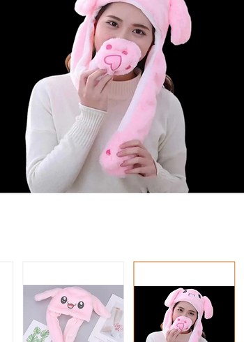 Pembe Peluş Çocuk Bere Kulaklı ve Kalpli ışıklı - Görsel 11