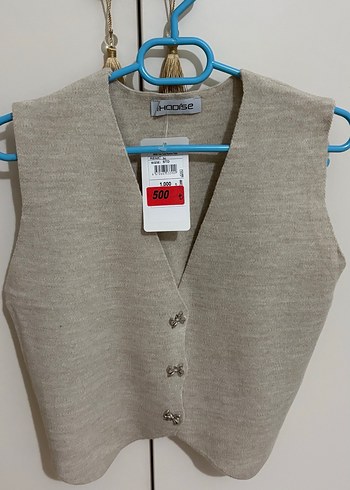 Gri Düğmeli Kadın Yün Yelek - Görsel 2