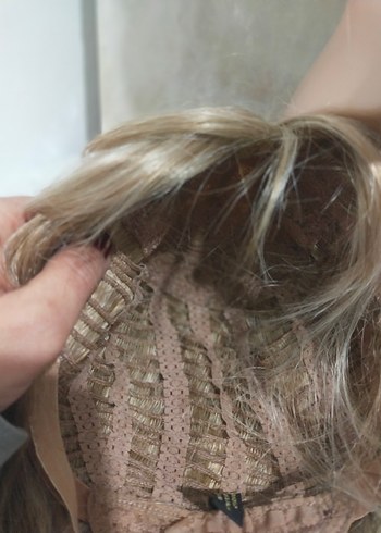 röfleli Sentetik Kumaş Kadın Peruk - Görsel 5