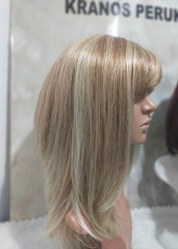 röfleli Sentetik Kumaş Kadın Peruk - Görsel 2