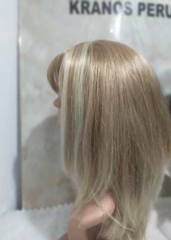 röfleli Sentetik Kumaş Kadın Peruk - Görsel 6