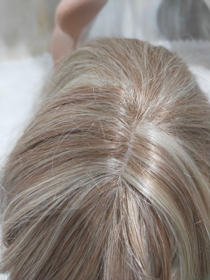 röfleli Sentetik Kumaş Kadın Peruk - Görsel 4