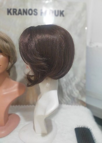 Kahverengi Sentetik Kumaş Kadın Peruk - Görsel 5