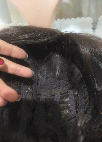 Kahverengi Sentetik Kumaş Kadın Peruk - Görsel 7