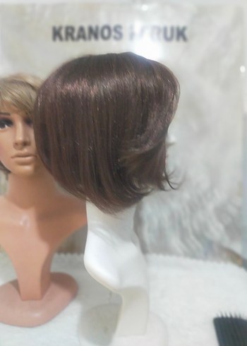 Kahverengi Sentetik Kumaş Kadın Peruk - Görsel 2