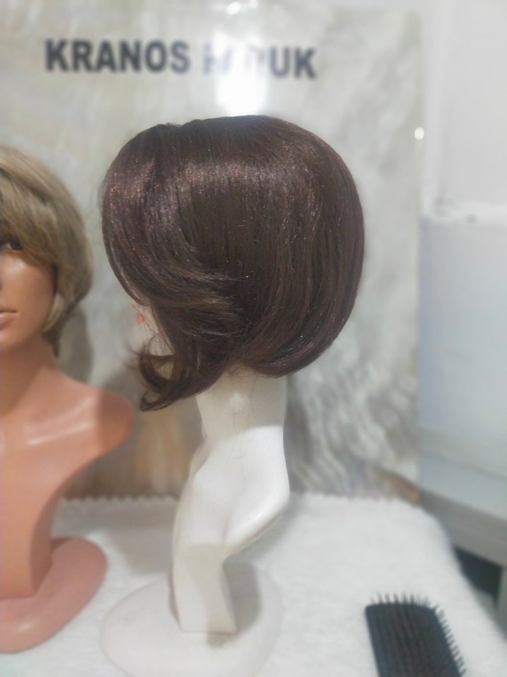 Kahverengi Sentetik Kumaş Kadın Peruk - Görsel 5