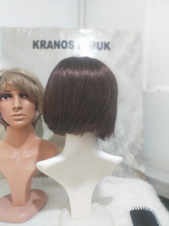 Kahverengi Sentetik Kumaş Kadın Peruk - Görsel 4