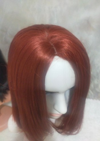 Kırmızı Sentetik Kumaş Kadın Peruk - Görsel 6