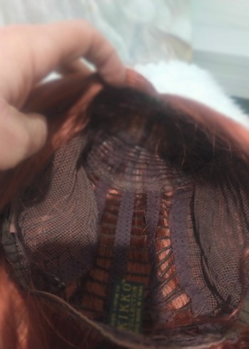 Kırmızı Sentetik Kumaş Kadın Peruk - Görsel 5