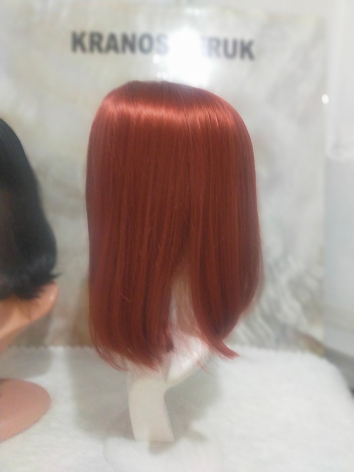 Kırmızı Sentetik Kumaş Kadın Peruk - Görsel 2