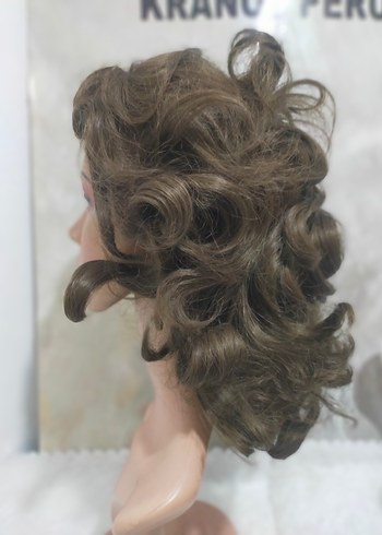 kahve Vintage Kadın Saç Aksesuarı yarım peruk - Görsel 4