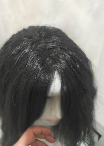 Siyah Gotik Sentetik Kumaş Peruk - Görsel 2