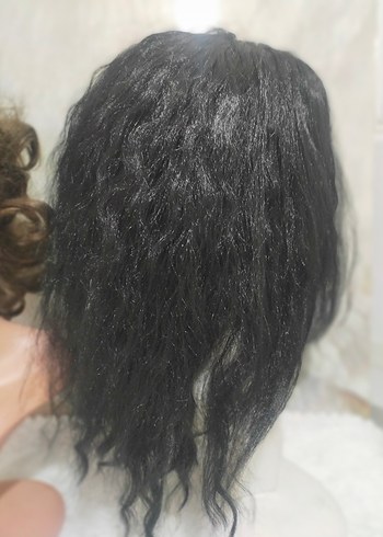 Siyah Gotik Sentetik Kumaş Peruk - Görsel 3