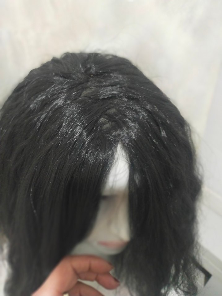 Siyah Gotik Sentetik Kumaş Peruk - Görsel 2