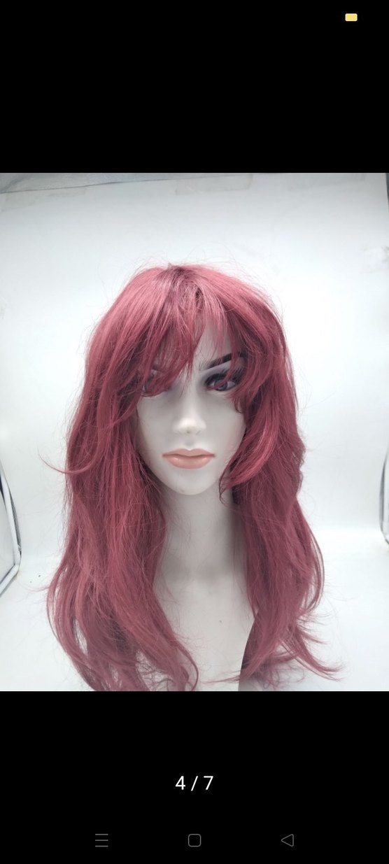 Bordo Uzun Sentetik Kadın  parti Peruk - Görsel 4