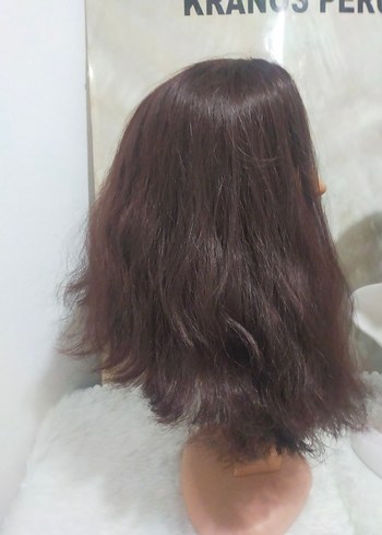 Kahverengi Sentetik Kumaş yarim Peruk - Görsel 2