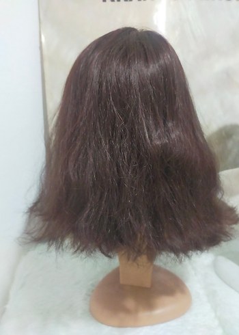 Kahverengi Sentetik Kumaş yarim Peruk - Görsel 4