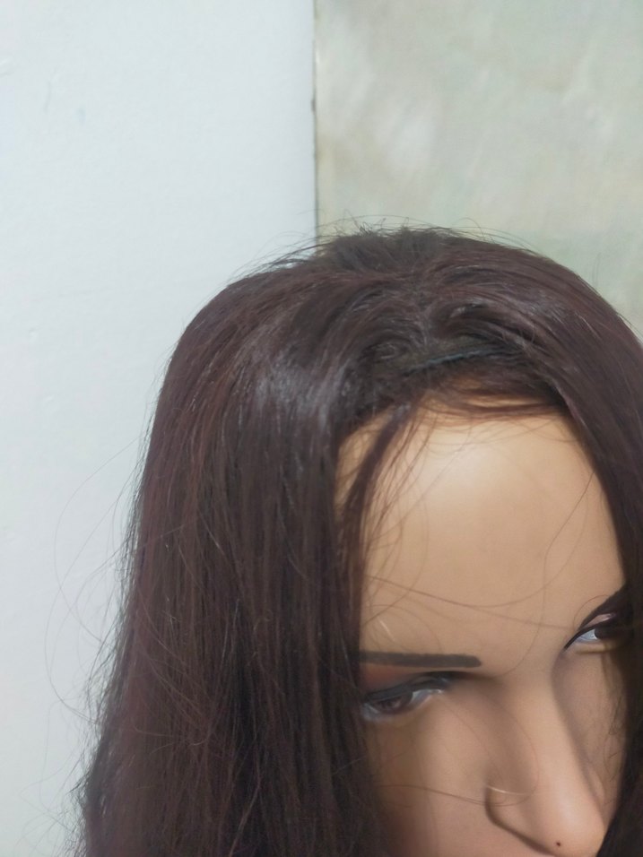 Kahverengi Sentetik Kumaş yarim Peruk - Görsel 3