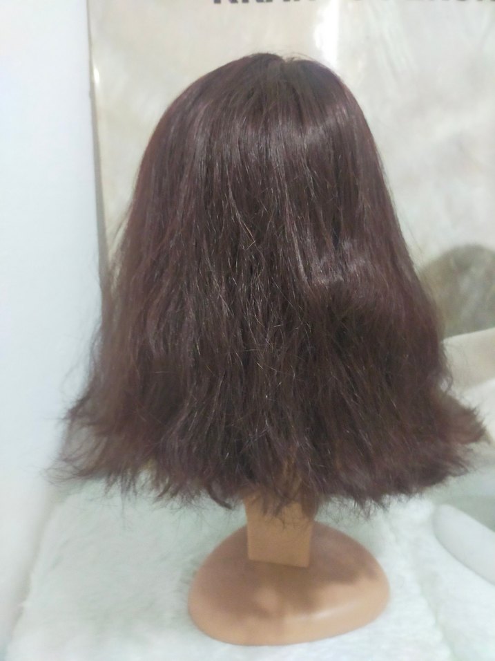 Kahverengi Sentetik Kumaş yarim Peruk - Görsel 4