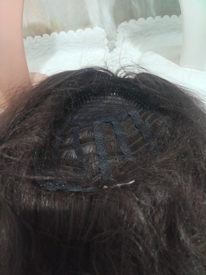 Kahverengi Sentetik Kumaş yarim Peruk - Görsel 5