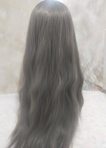 Gri Sentetik Kumaş Kadın Peruk - Görsel 5