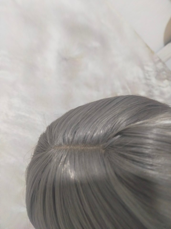 Gri Sentetik Kumaş Kadın Peruk - Görsel 4