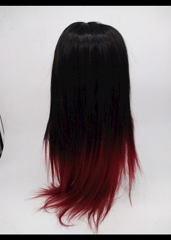 Koyu Kırmızı Goth Sentetik Saç peruk - Görsel 5