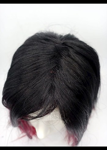 Koyu Kırmızı Goth Sentetik Saç peruk - Görsel 3