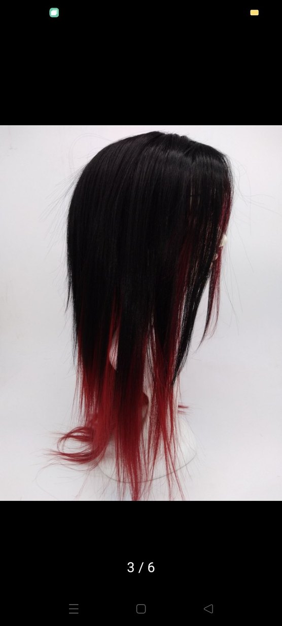 Koyu Kırmızı Goth Sentetik Saç peruk - Görsel 2