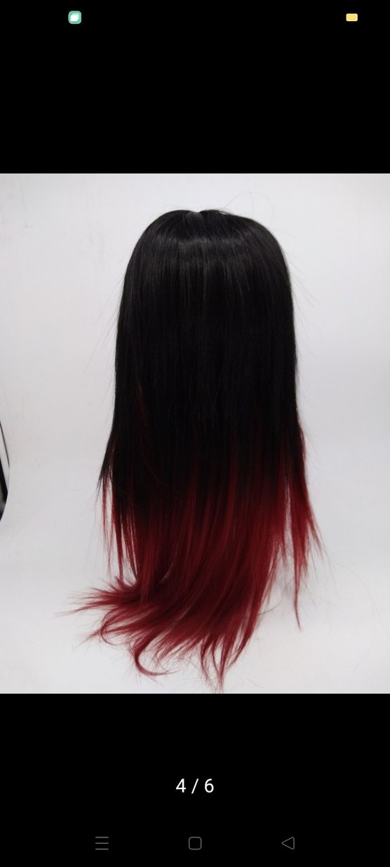 Koyu Kırmızı Goth Sentetik Saç peruk - Görsel 5