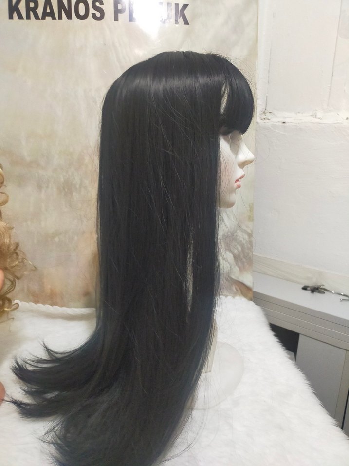 Uzun Siyah Gotik Sentetik Peruk - Görsel 2
