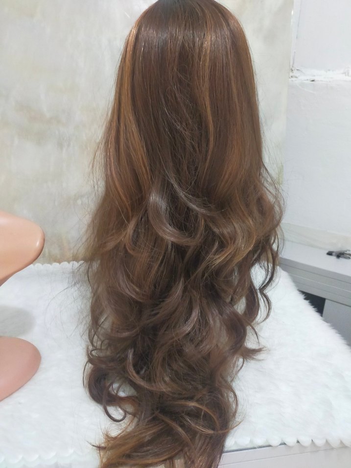 kahve bal köpüğü balyajDetaylı Kadin peruk - Görsel 4