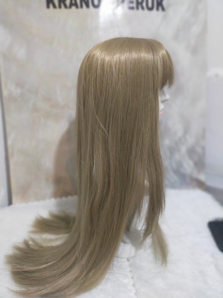 Bej Sentetik Kumaş Kadın Peruk - Görsel 2