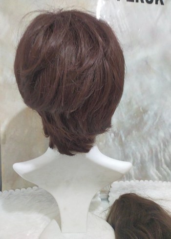 kızıl kahveSentetik Kumaş Kadın Peruk - Görsel 3