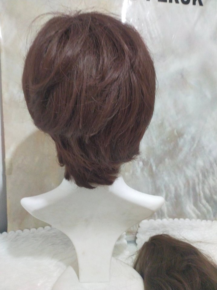 kızıl kahveSentetik Kumaş Kadın Peruk - Görsel 3