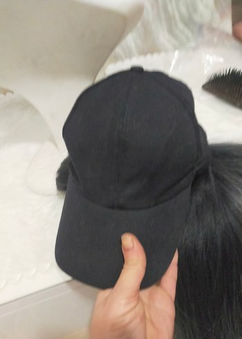 Gri Uzun Sentetik Kumaşlı Goth Kadın Şapkali peruk - Görsel 2