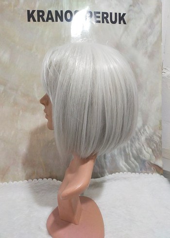 Gri Kadın Sentetik Kumaş Peruk - Görsel 5