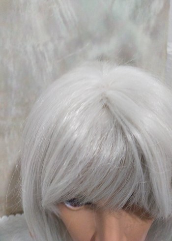 Gri Kadın Sentetik Kumaş Peruk - Görsel 6