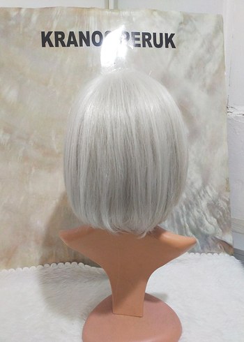 Gri Kadın Sentetik Kumaş Peruk - Görsel 4