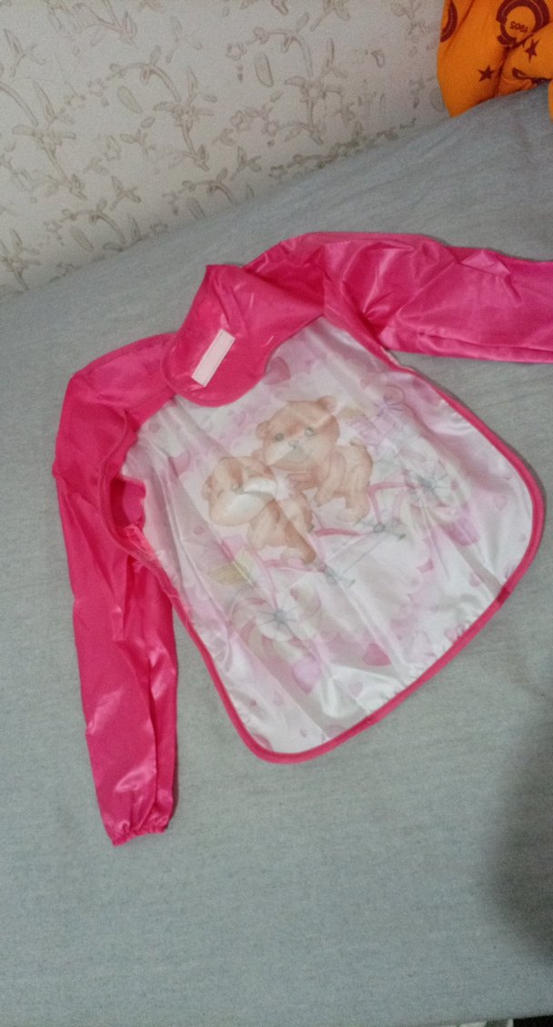 Pembe Baskılı Bebek Önlüğü Uzun Kollu - Görsel 3