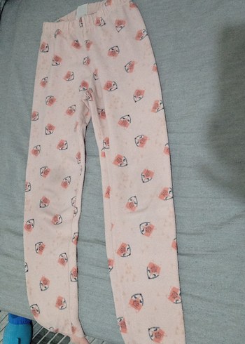 Kız Çocuk Pembe Desenli Triko Tayt - Görsel 2