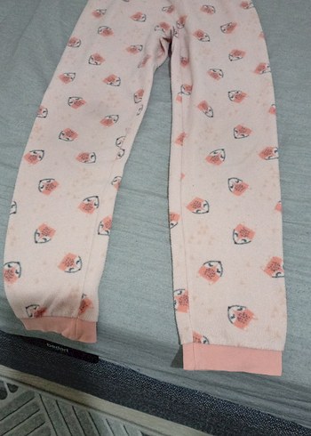 Kız Çocuk Pembe Desenli Triko Tayt - Görsel 3