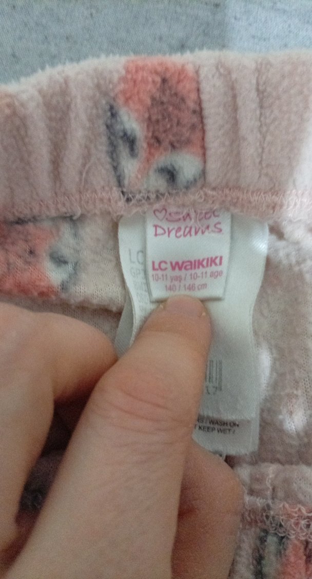 Kız Çocuk Pembe Desenli Triko Tayt - Görsel 5