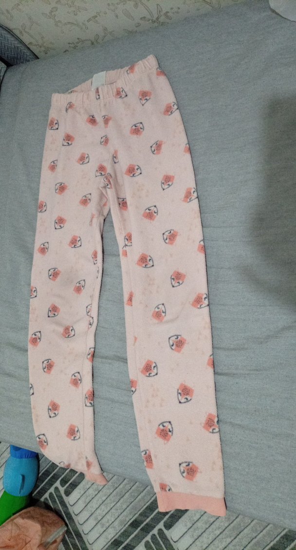 Kız Çocuk Pembe Desenli Triko Tayt - Görsel 2