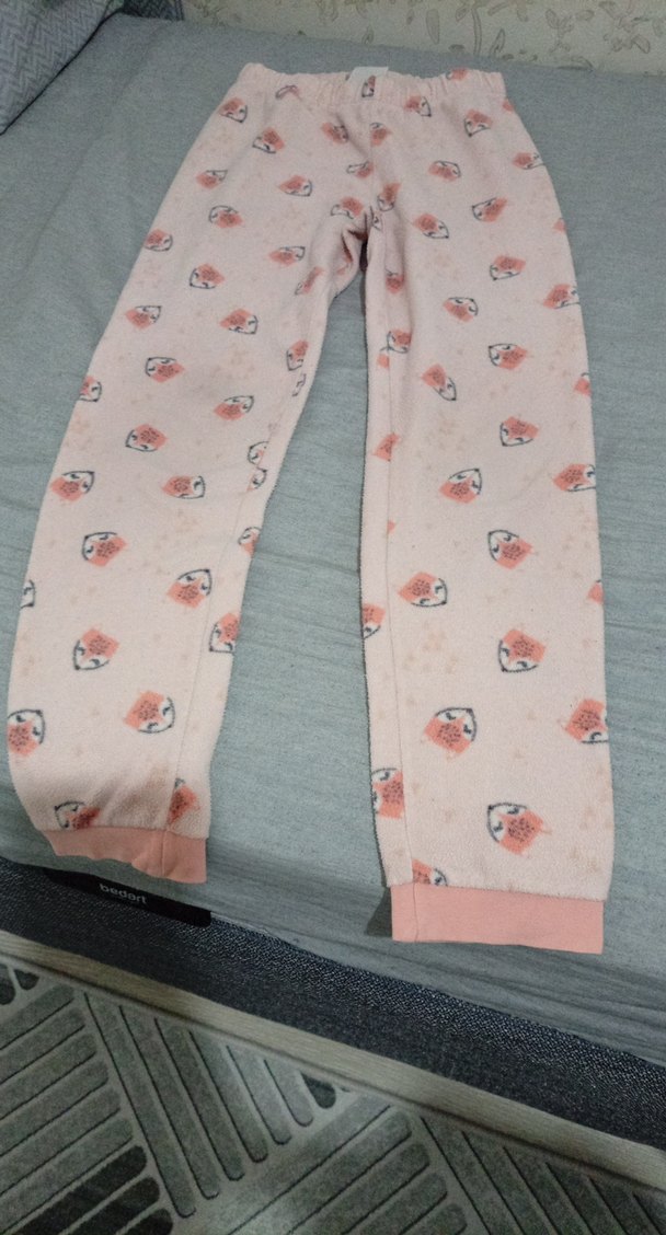 Kız Çocuk Pembe Desenli Triko Tayt - Görsel 3