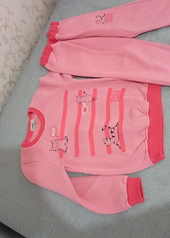 Pembe Nakışlı Kız Çocuk Eşofman Takımı - Görsel 5