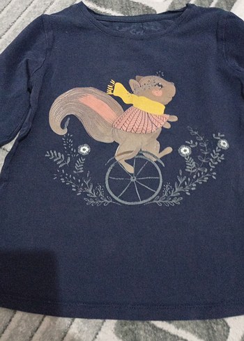 Kız Çocuk Lacivert Uzun Kollu Baskılı Tişört - Görsel 4