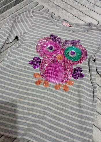 Kız Çocuk Gri Uzun Kollu Nakışlı Bluz - Görsel 3