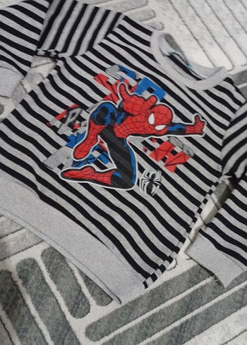 Erkek Çocuk Örme Örümcek Adam Baskılı Sweatshirt - Görsel 3