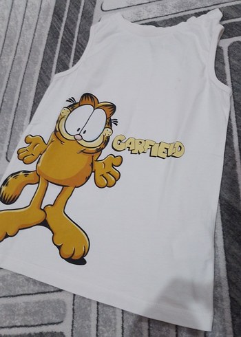 Baskılı Garfield Desenli Beyaz Çocuk Atlet - Görsel 2